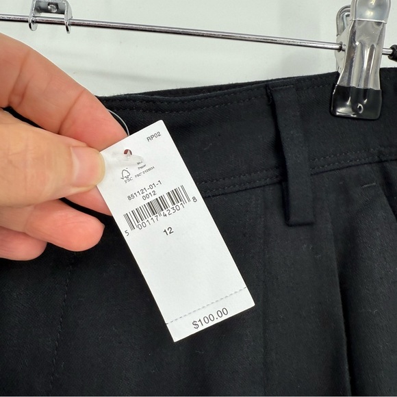 Banana Republic Linen-Blend Wide Leg Pleated Trouser in Black Size 12 - Picture 6 of 11